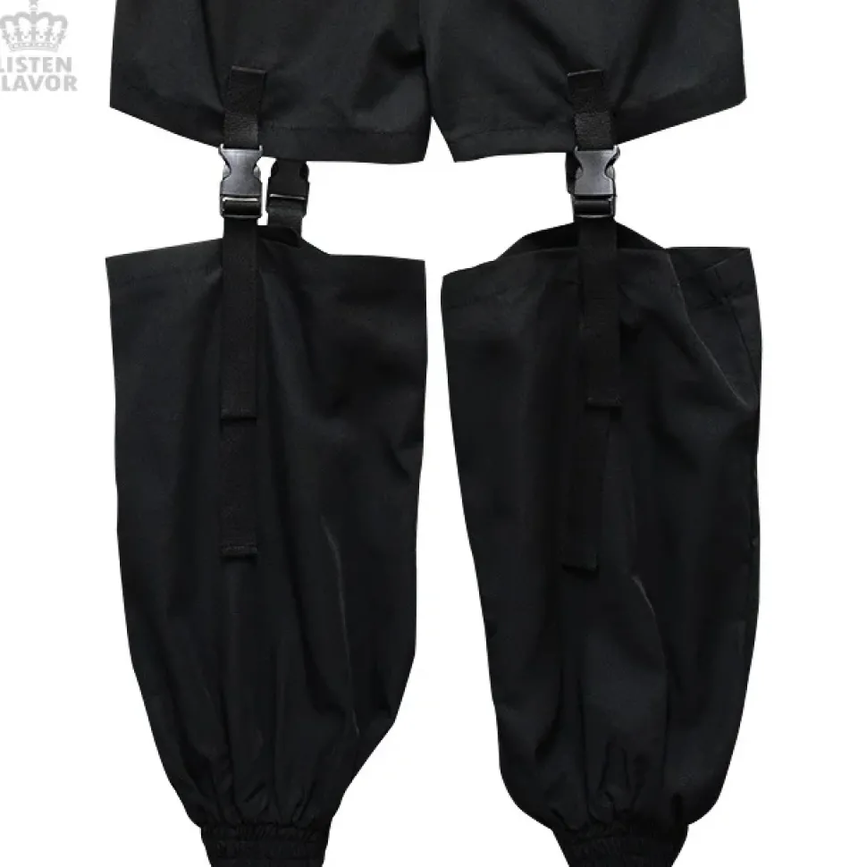 LISTEN FLAVOR Plastic Buckle Hollowed Out Detachable Pants
