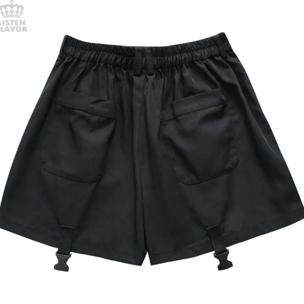 LISTEN FLAVOR Plastic Buckle Hollowed Out Detachable Pants