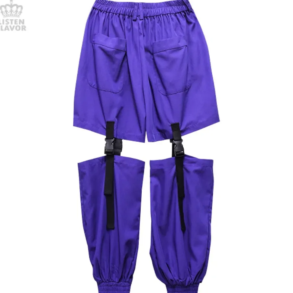 LISTEN FLAVOR Plastic Buckle Hollowed Out Detachable Pants