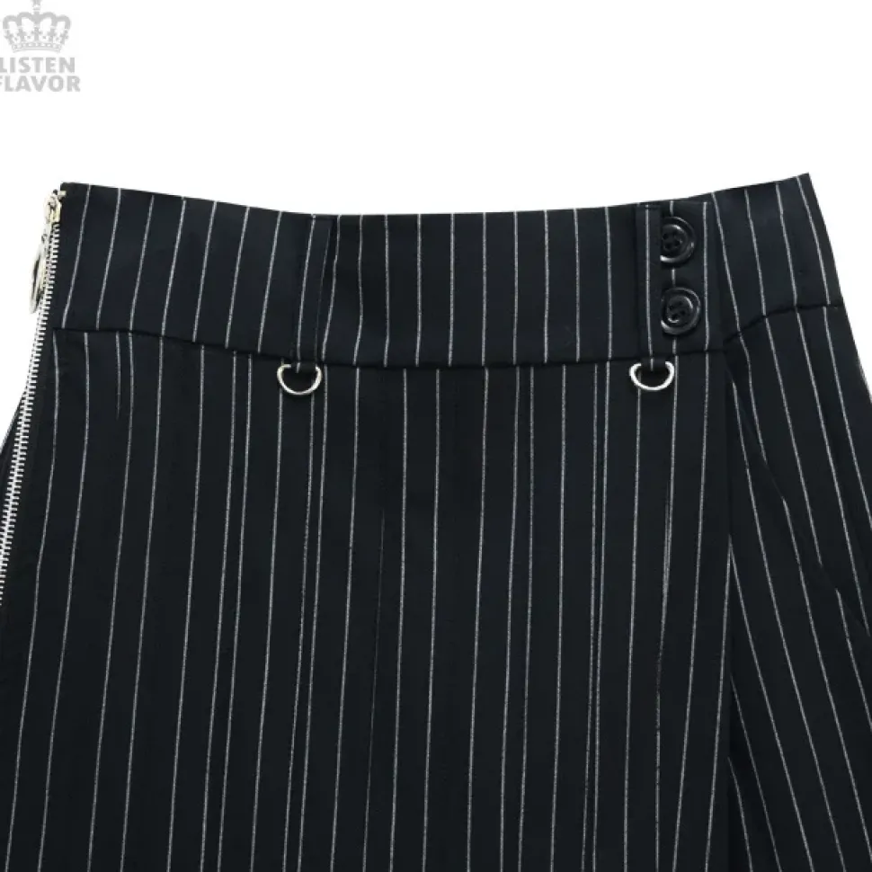 LISTEN FLAVOR Pleated Asymmetrical Gaucho Pants w/ Flap