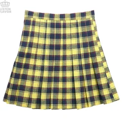 LISTEN FLAVOR Pleated Plaid Skirt w/ Side Belts