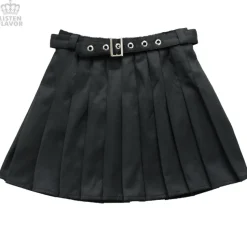 LISTEN FLAVOR Pleated Skirt w/ Belt
