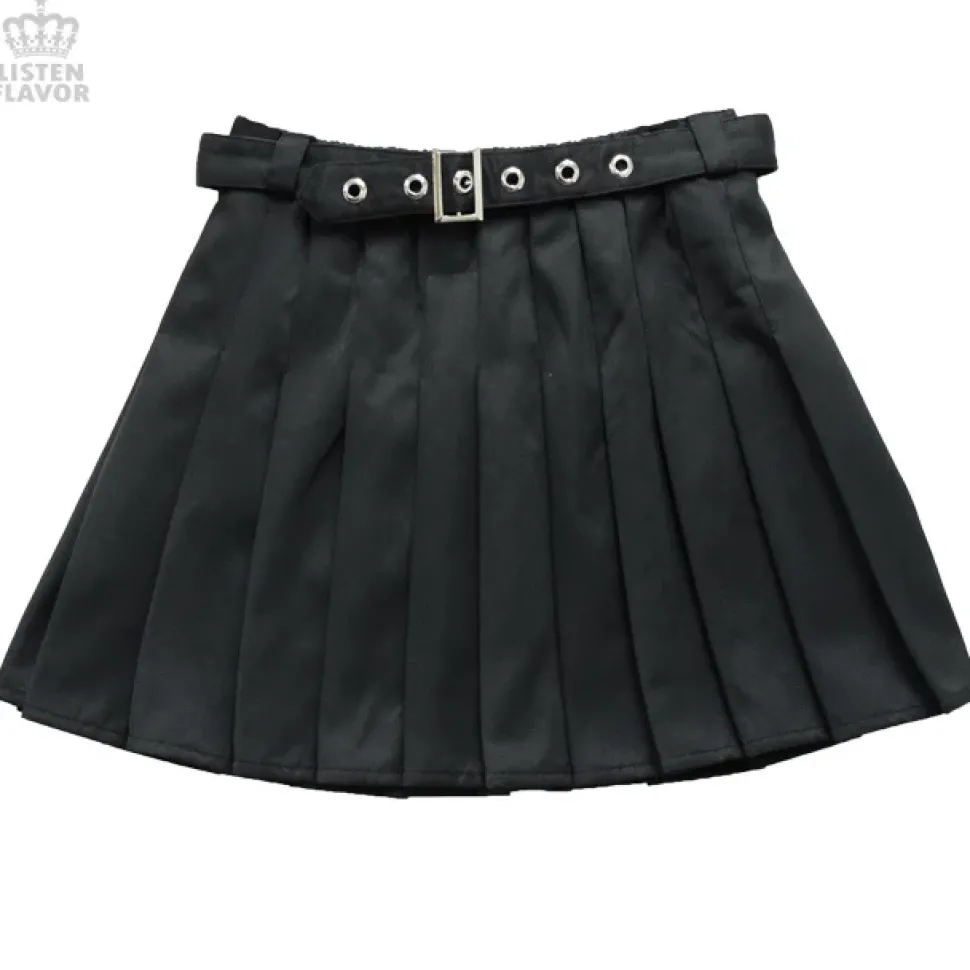 LISTEN FLAVOR Pleated Skirt w/ Belt