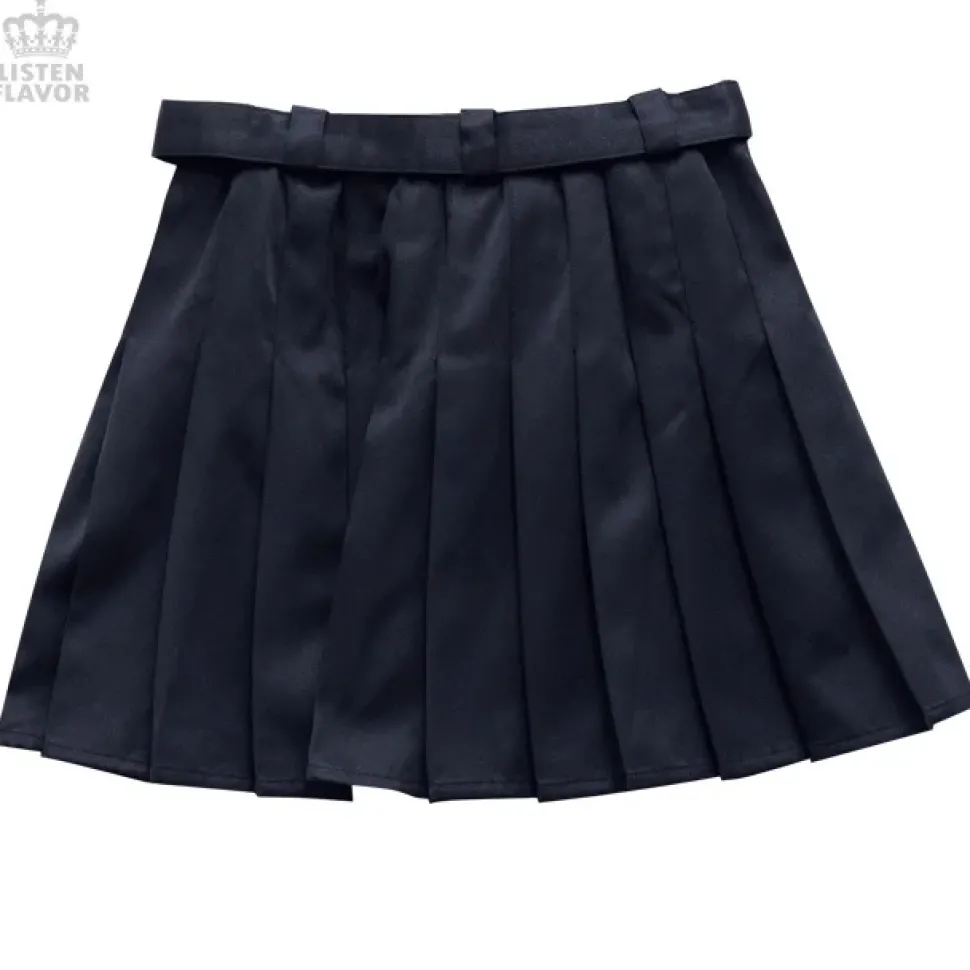 LISTEN FLAVOR Pleated Skirt w/ Belt