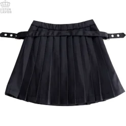 LISTEN FLAVOR Pleated Skirt w/ Side Belts