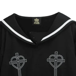 LISTEN FLAVOR Prayer Lace-Up Sailor Top