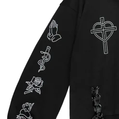 LISTEN FLAVOR Prayer Lace-Up Sailor Top