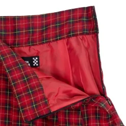 LISTEN FLAVOR Red Plaid Pleated Mini Skirt w/ Belt