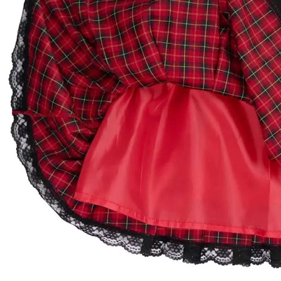 LISTEN FLAVOR Red Plaid Pleated Mini Skirt w/ Belt