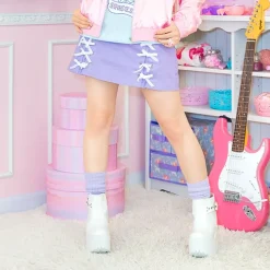 LISTEN FLAVOR Ribbon Trapezoid Skirt