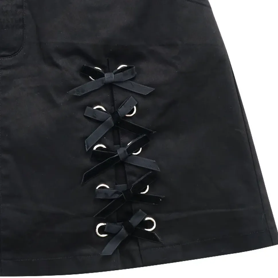 LISTEN FLAVOR Ribbon Trapezoid Skirt