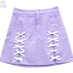 LISTEN FLAVOR Ribbon Trapezoid Skirt