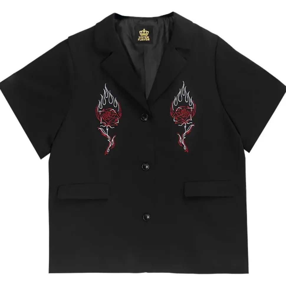 LISTEN FLAVOR Rose & Flame Half Sleeve Jacket