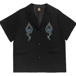 LISTEN FLAVOR Rose & Flame Half Sleeve Jacket