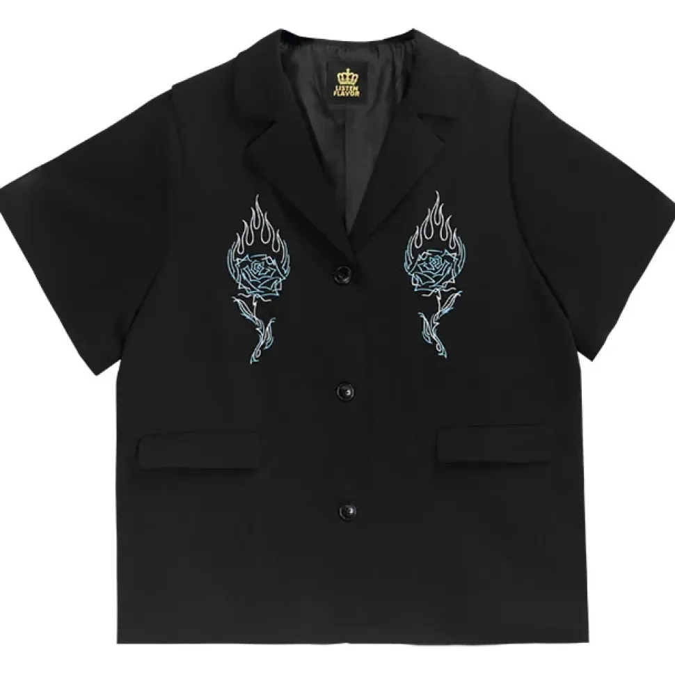 LISTEN FLAVOR Rose & Flame Half Sleeve Jacket