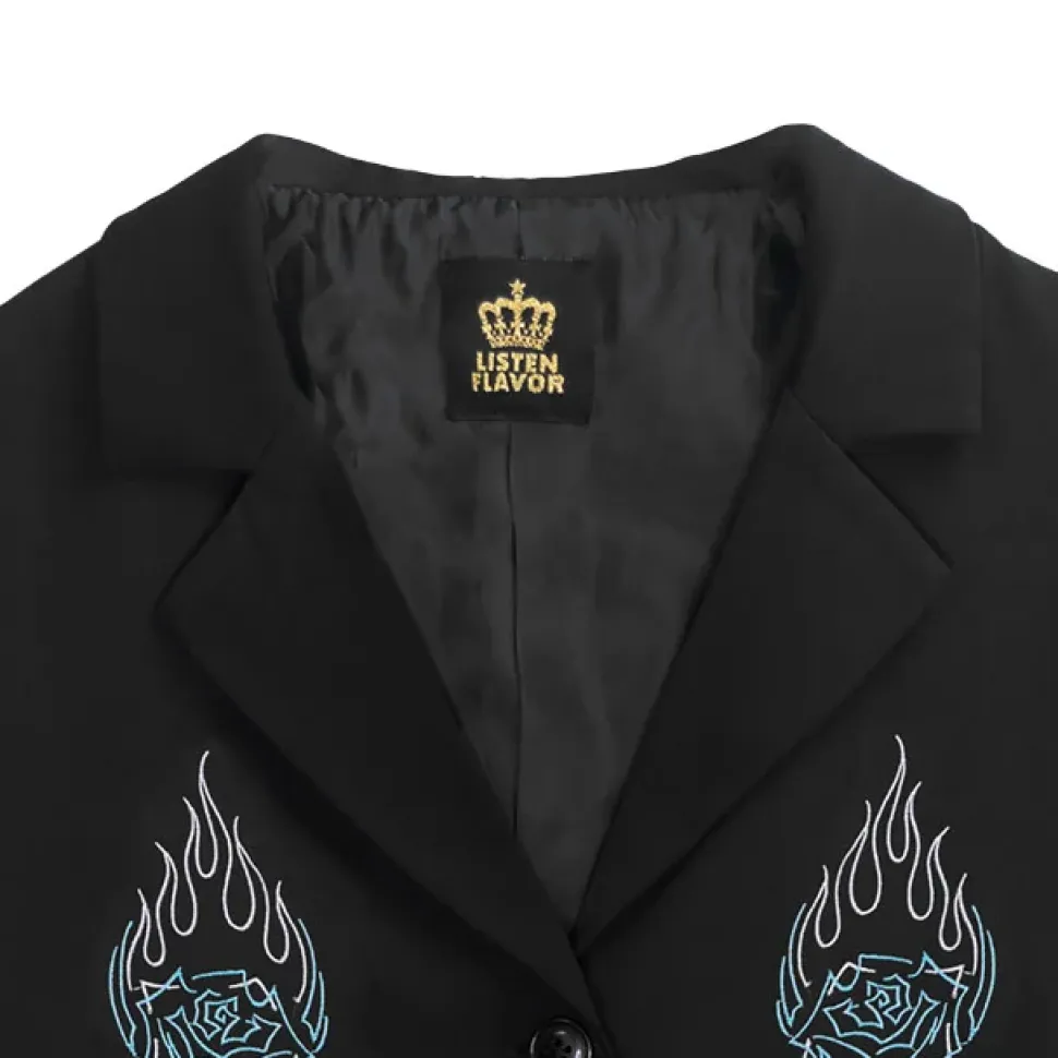 LISTEN FLAVOR Rose & Flame Half Sleeve Jacket