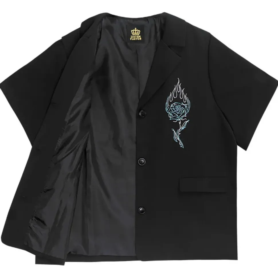 LISTEN FLAVOR Rose & Flame Half Sleeve Jacket