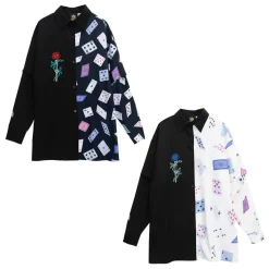 LISTEN FLAVOR Rose & Playing Cards 2-Way Shirt