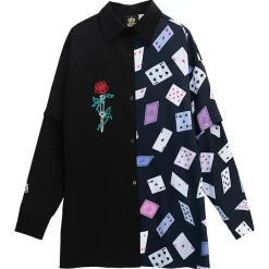 LISTEN FLAVOR Rose & Playing Cards 2-Way Shirt