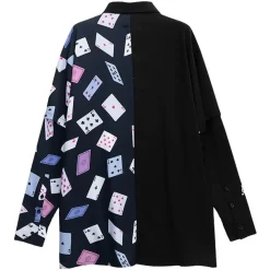 LISTEN FLAVOR Rose & Playing Cards 2-Way Shirt