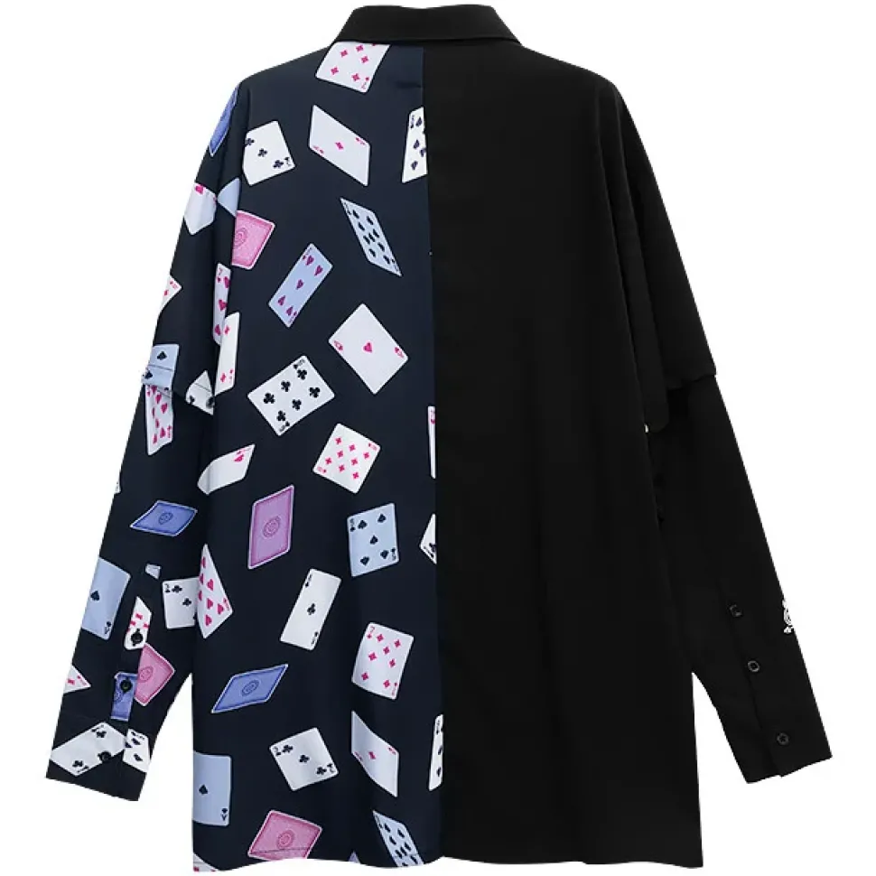 LISTEN FLAVOR Rose & Playing Cards 2-Way Shirt