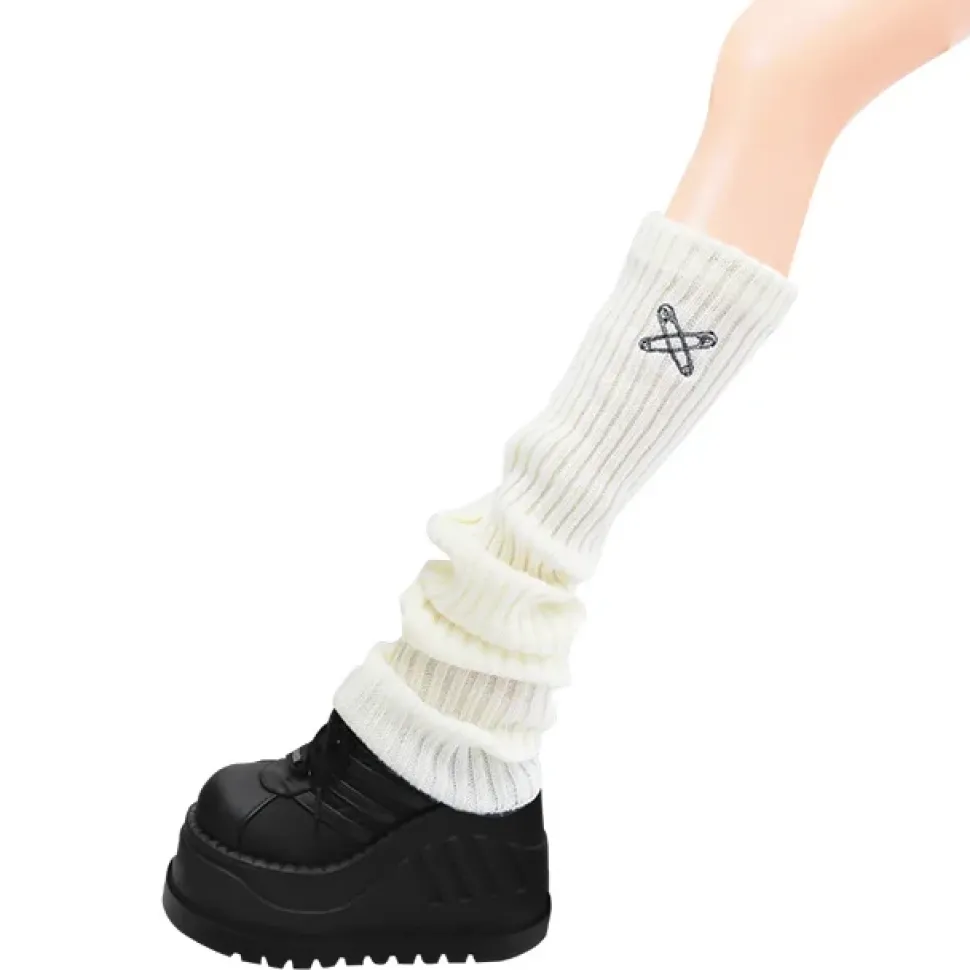 LISTEN FLAVOR Safety Pin Cross Leg Warmers