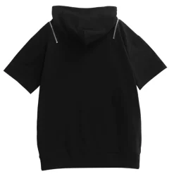 LISTEN FLAVOR Safety Pin Bear Shoulder Zip Short Sleeve Hoodie