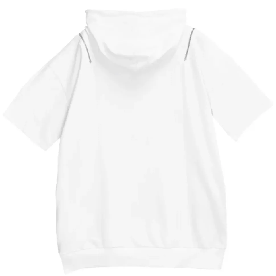 LISTEN FLAVOR Safety Pin Bear Shoulder Zip Short Sleeve Hoodie