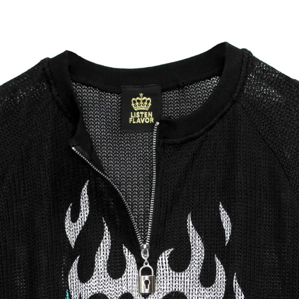 LISTEN FLAVOR See-Through Mesh Pullover