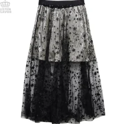 LISTEN FLAVOR See-Through 2-Way Layered Skirt