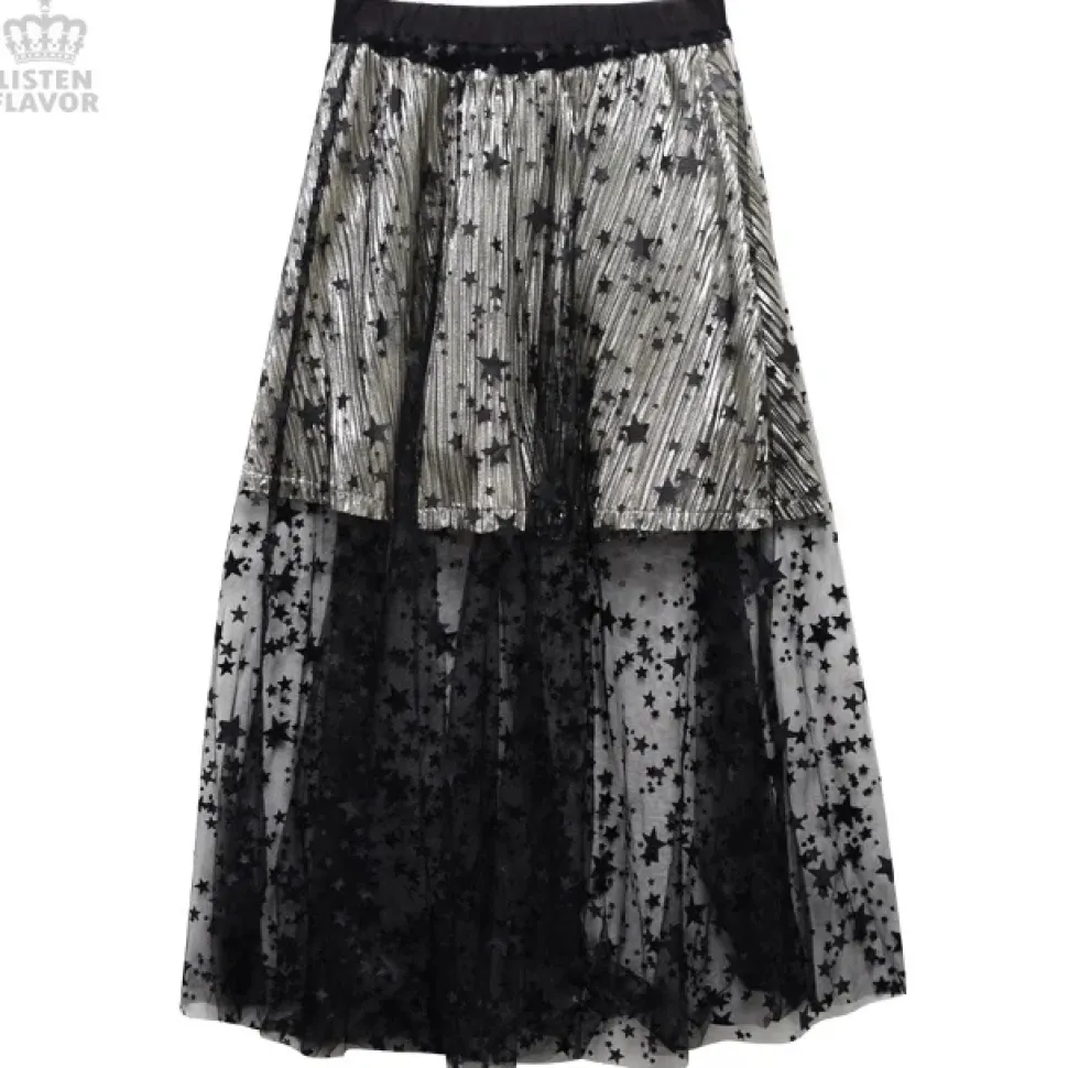 LISTEN FLAVOR See-Through 2-Way Layered Skirt