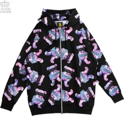 LISTEN FLAVOR Seized Bear Zip-Up Hoodie