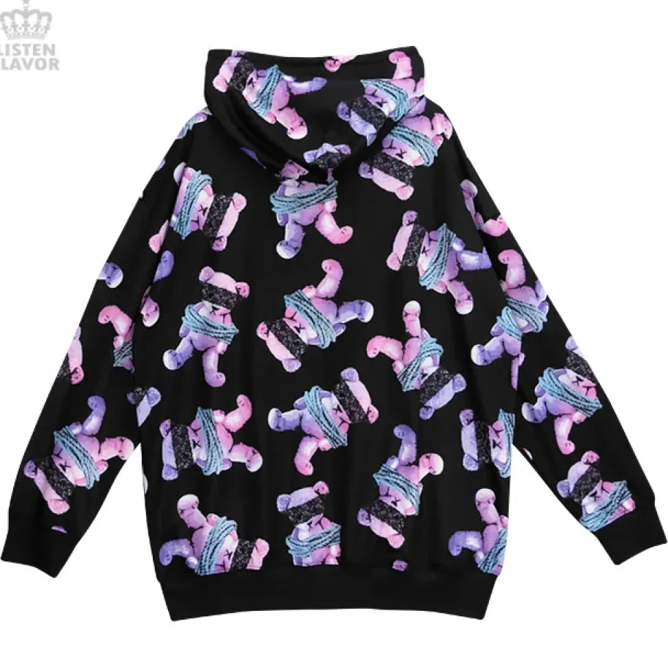 LISTEN FLAVOR Seized Bear Zip-Up Hoodie