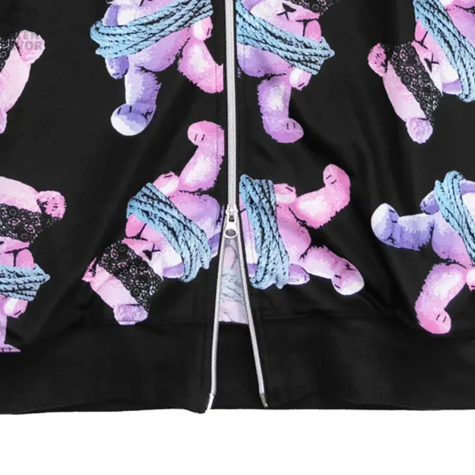 LISTEN FLAVOR Seized Bear Zip-Up Hoodie