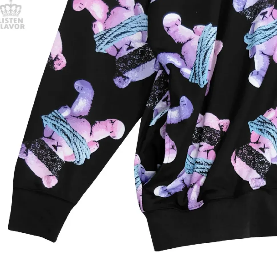 LISTEN FLAVOR Seized Bear Zip-Up Hoodie