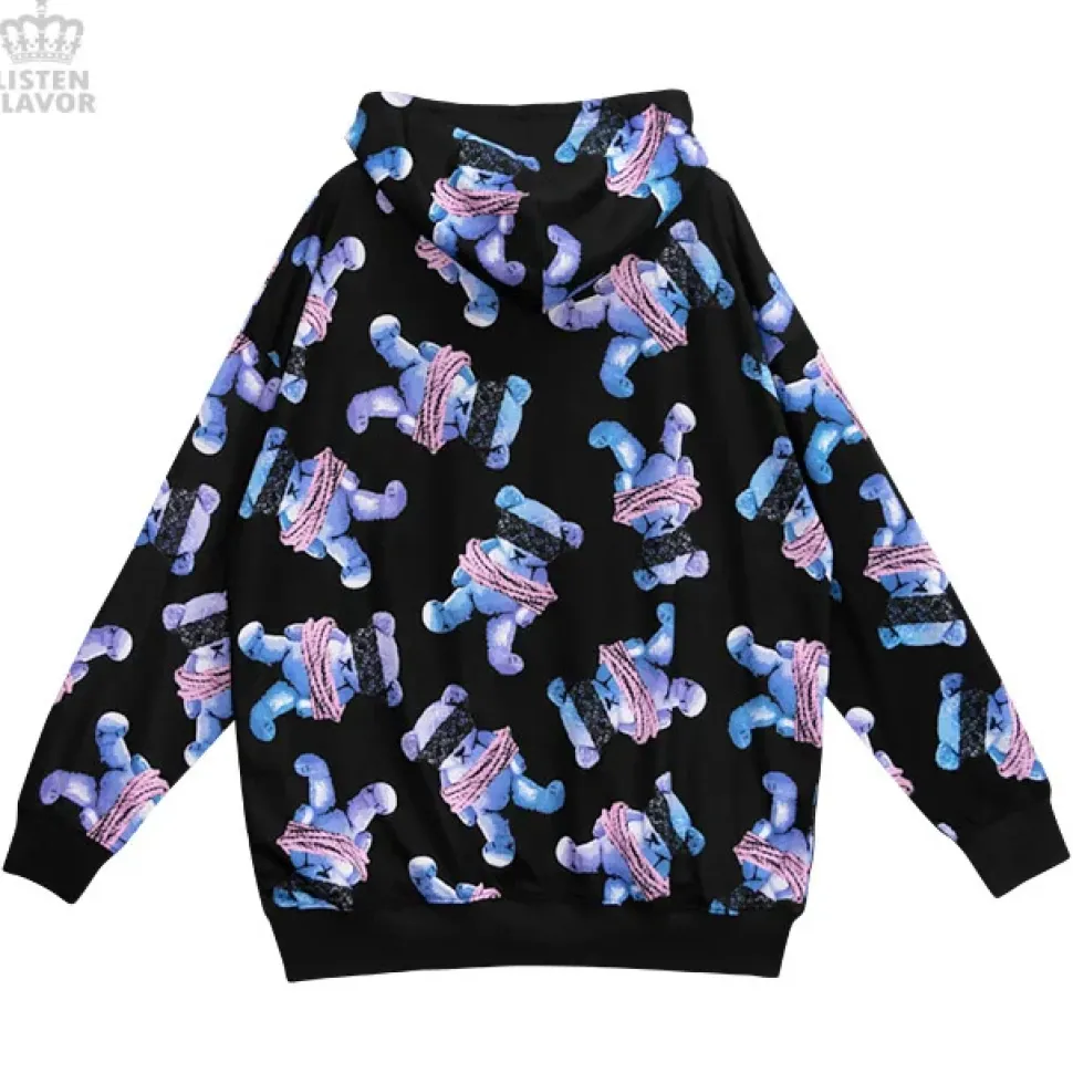 LISTEN FLAVOR Seized Bear Zip-Up Hoodie