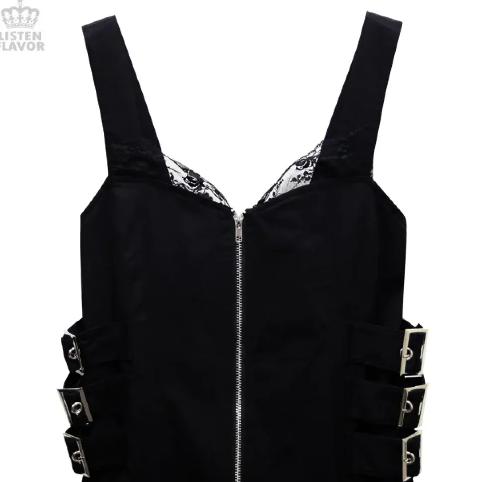 LISTEN FLAVOR Side Belt Zip-up Jumper Skirt