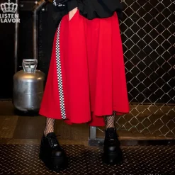 LISTEN FLAVOR Side Chekered Super Wide Skirt
