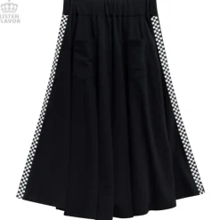 LISTEN FLAVOR Side Chekered Super Wide Skirt