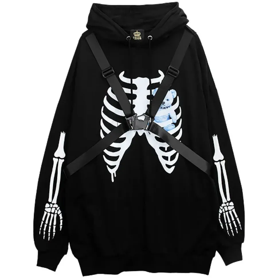 LISTEN FLAVOR Skeleton Bear Harness Hoodie
