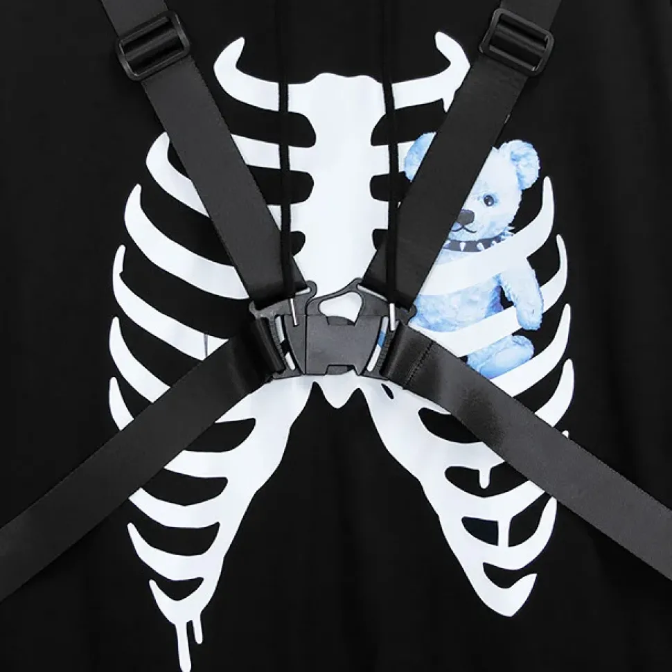 LISTEN FLAVOR Skeleton Bear Harness Hoodie