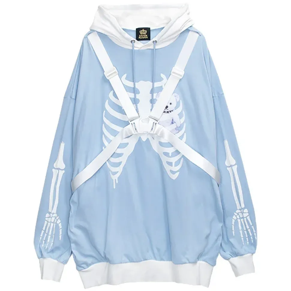 LISTEN FLAVOR Skeleton Bear Harness Hoodie
