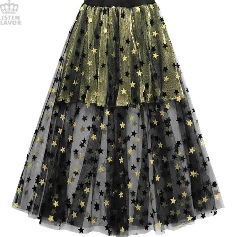 LISTEN FLAVOR Star Tulle Layered Skirt