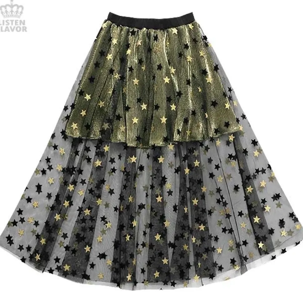 LISTEN FLAVOR Star Tulle Layered Skirt