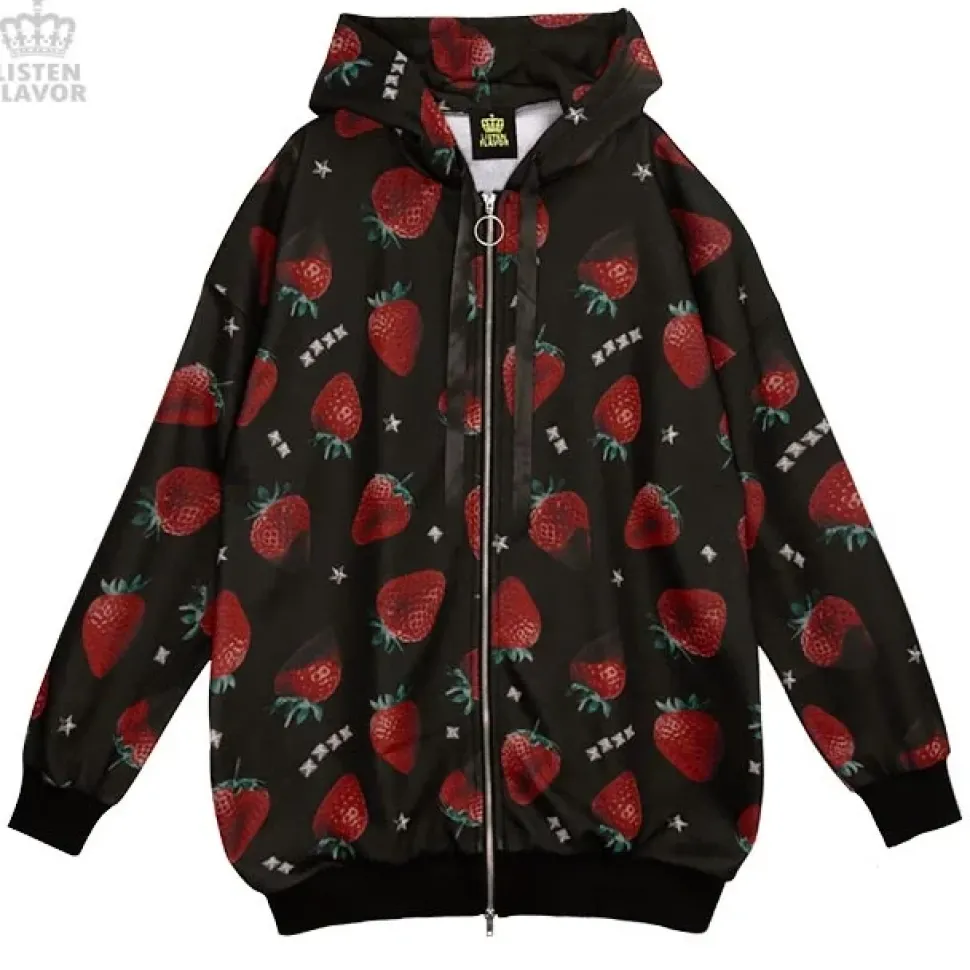 LISTEN FLAVOR Strawberry Chocolate Zip Hoodie
