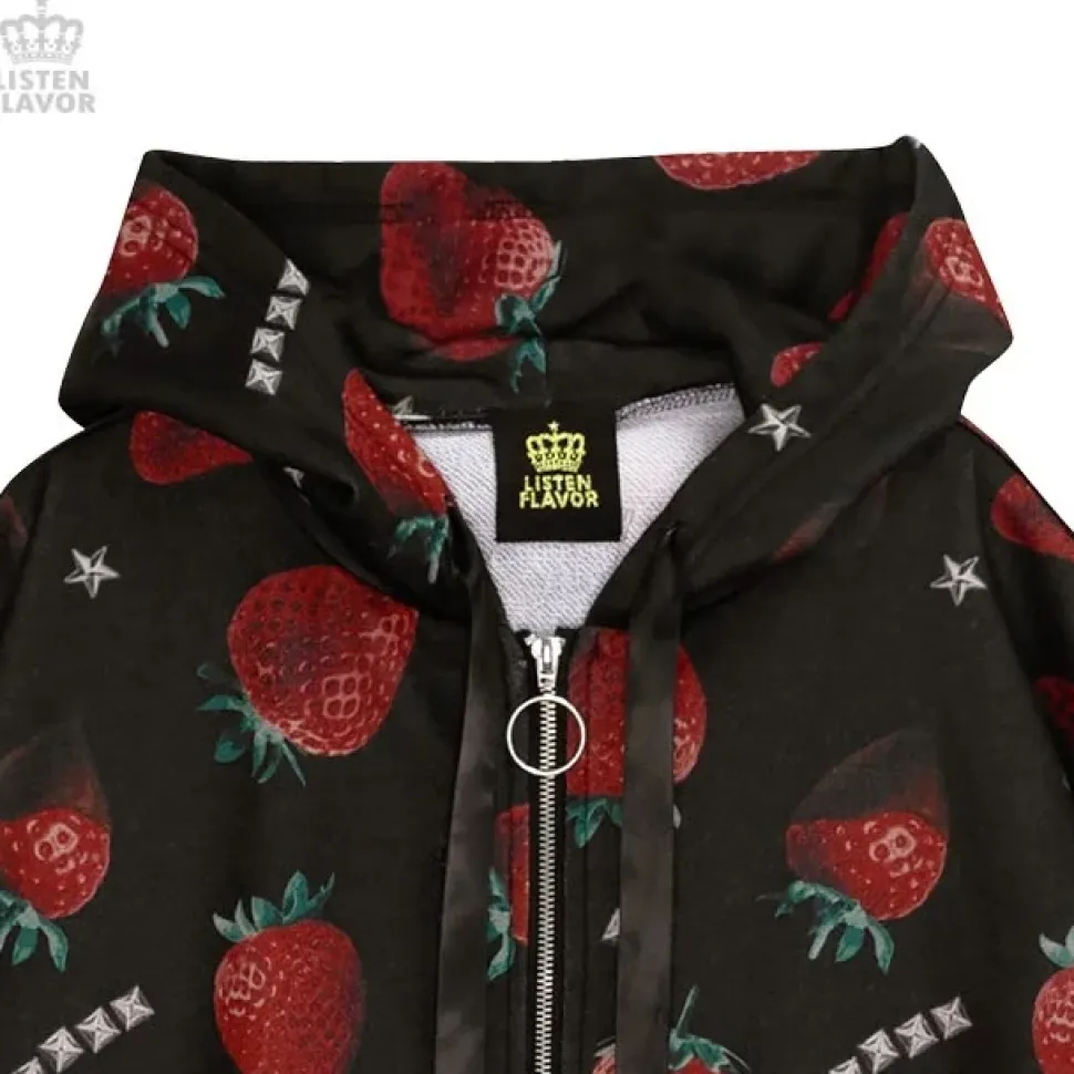 LISTEN FLAVOR Strawberry Chocolate Zip Hoodie
