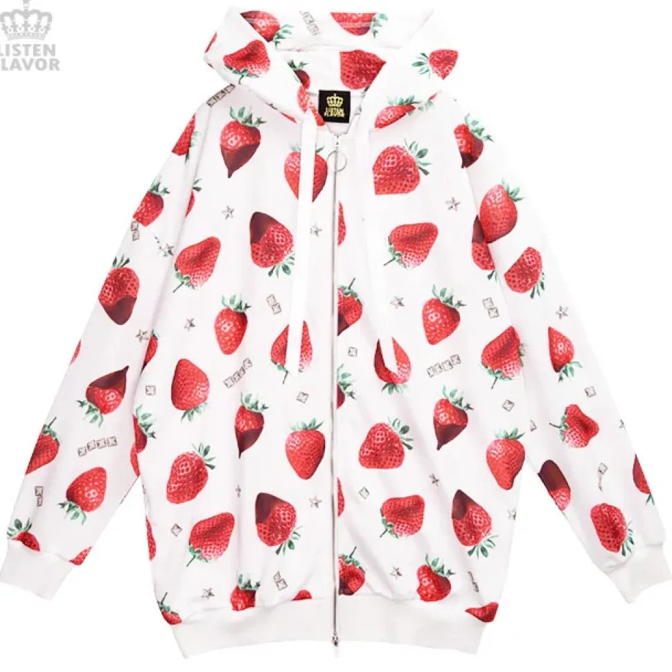 LISTEN FLAVOR Strawberry Chocolate Zip Hoodie