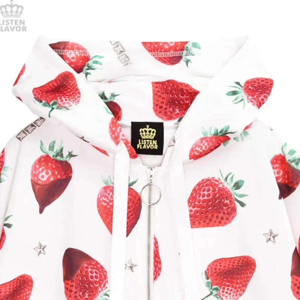 LISTEN FLAVOR Strawberry Chocolate Zip Hoodie
