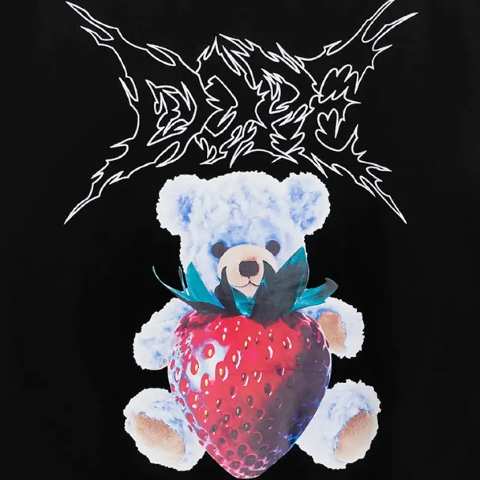 LISTEN FLAVOR Strawberry Bear Lace-Up Sleeve Pullover