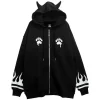 LISTEN FLAVOR Tiger and Fire Horn Pad Zip Hoodie